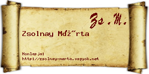 Zsolnay Márta névjegykártya